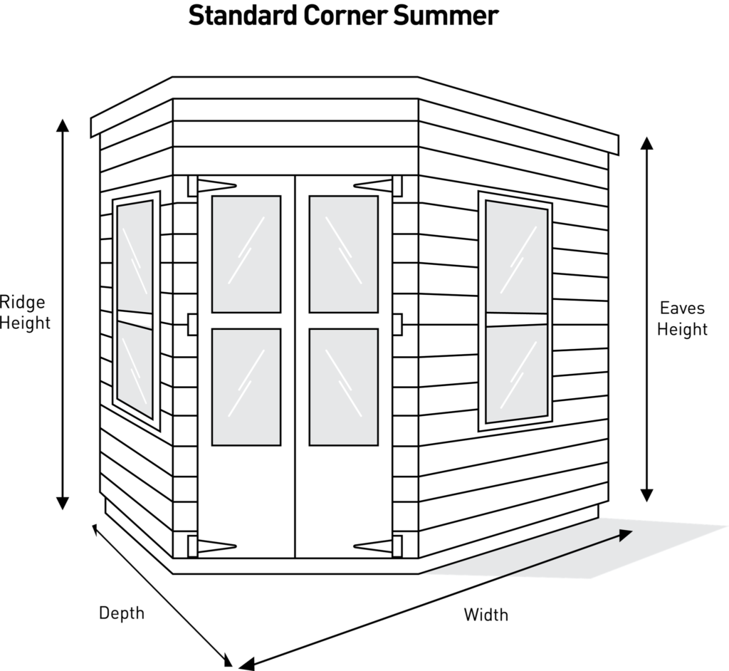 Standard Corner Summerhouse Dimensions Diagram